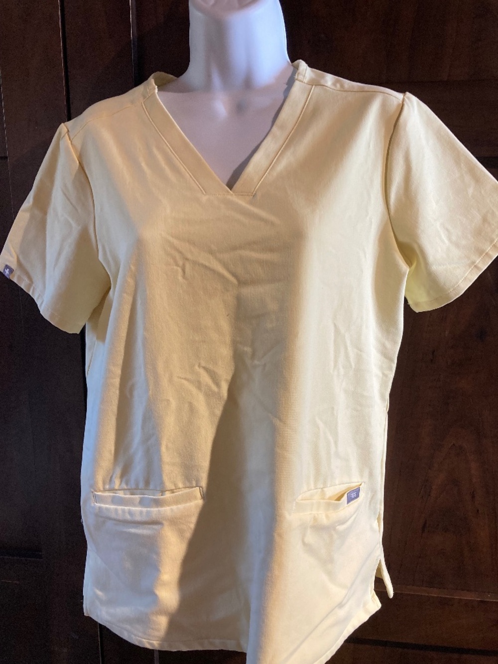 FIGS Light Yellow Scrub Top, Size S